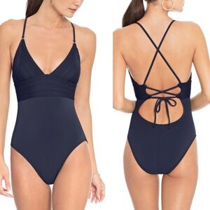 Robin Piccone Navy Lily One-Piece Swimsuit